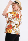 Strap Neckline W Elastic Waistband Floral Top