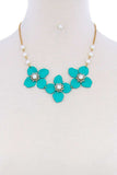 Stylish Flower And Pearl Necklace Set