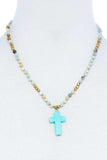 Chic Beaded And Cross Pendant Necklace