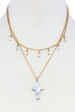 Double Layered Cross Pendant Chain Necklace