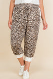 Plus Size Animal Print French Terry Cropped Jogger Pants