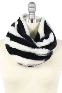 Stripe Fur Tube Infinity Scarf