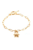 Metal Paper Clip Chain Star Lock Charm Bracelet