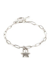 Metal Paper Clip Chain Star Lock Charm Bracelet