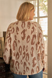 Plus Ivory & Taupe Leopard Print Round Neck Long Sleeve Super Soft Sweatshirt