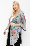 Floral Print, Long Body Cardigan