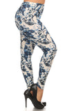 Plus Size Floral Print, Full Length Leggings In A Slim Fitting Style With A Banded High Waist