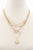 Square Shape Toggle Beaded Layered Necklace