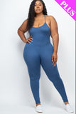 Plus Size Solid Bodycon Cami Jumpsuit