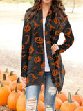 Halloween Pumpkin Print Cardigan