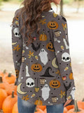 Halloween Pumpkin Print Cardigan