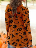 Halloween Pumpkin Print Cardigan